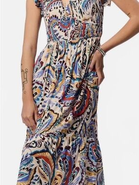 Midi Dress In Sunset Paisley Bliss